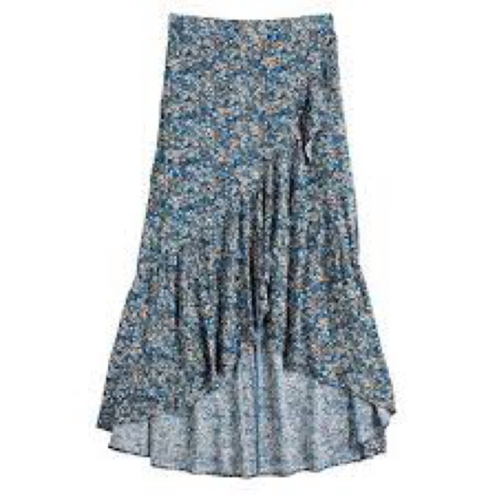 Sonoma Blue Floral Print, a Wrap Style Front With Ruffle Detail Sz XL